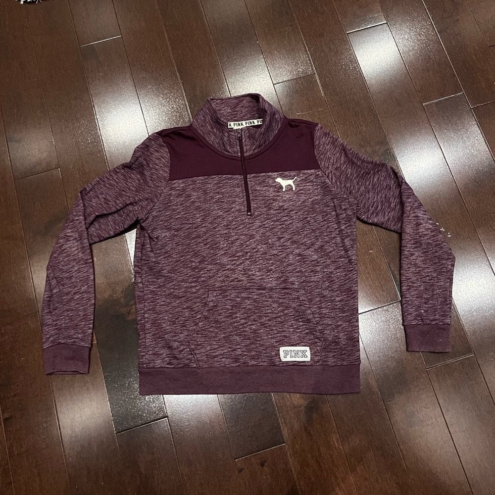 PINK Victoria's Secret Burgundy Quarter Zip Sweater